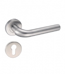 Antirust professional lever solid door handle with round rose for Restroom Door-SBLH102