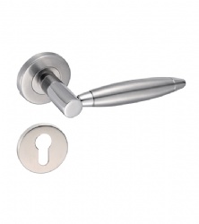 Grade 316 Modern Chrome Lever Front Door Handle for Entrance Doors with Satin-SBLH141